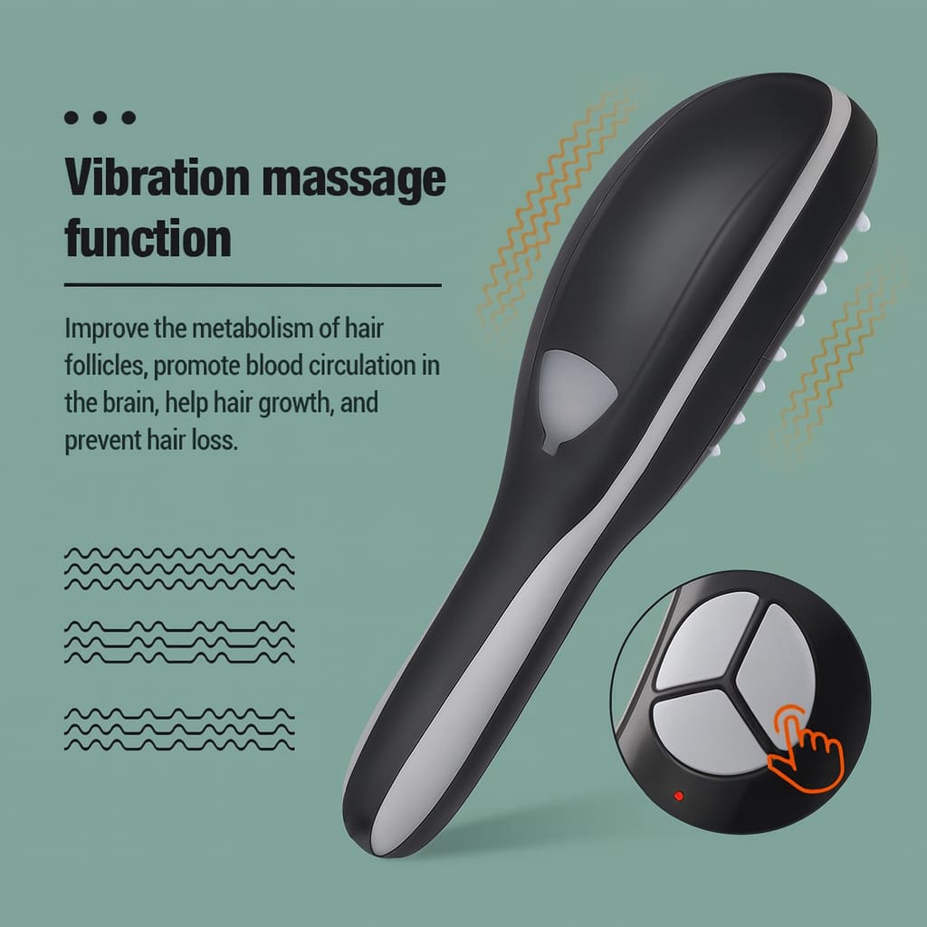 VeiVie 3-in-1 Hairbrush Scalp Massager on green background