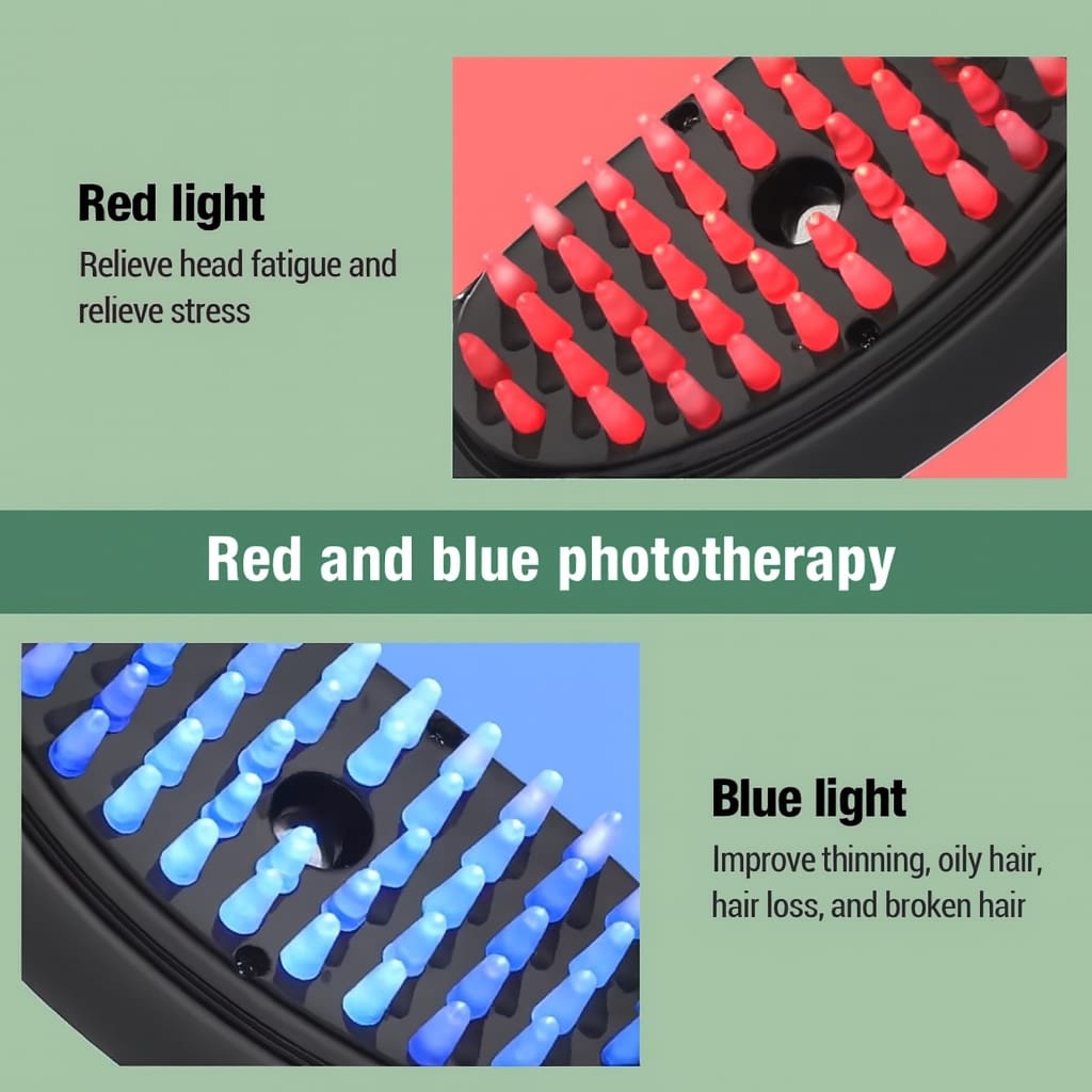 VeiVie 3-in-1 Hairbrush Scalp Massager on green background